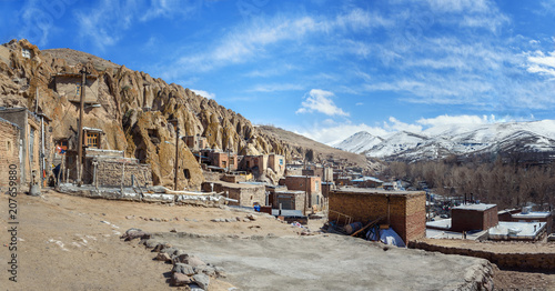 Panorama of rock village Kandovan. Iran