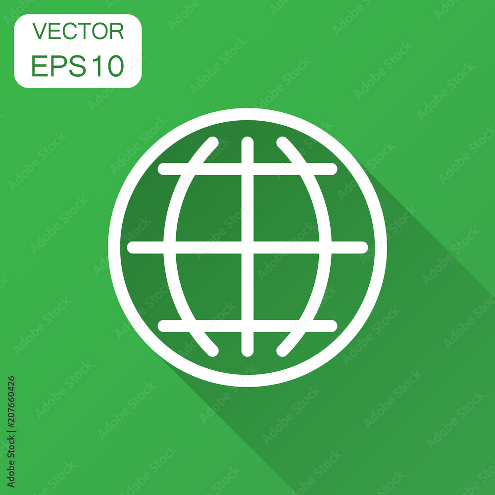 Choose or change language icon. Vector illustration with long shadow.. Business concept globe world communication pictogram. Choose or change language icon. Vector illustration with long shadow.. Business concept globe world communication pictogram.