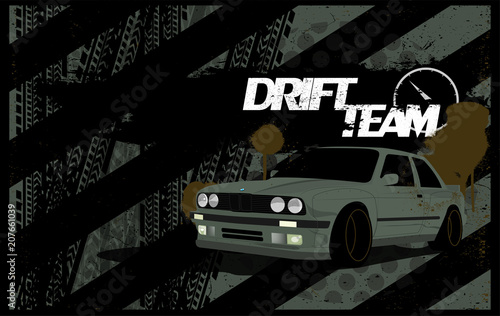 Abstract Car Background in Grunge Style. A Dirty Banner Template With a Car o...