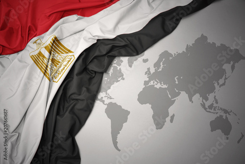 Schilderij op canvas waving colorful national flag of egypt.