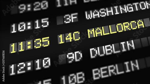 mallorca - airport depature, arrival sign board