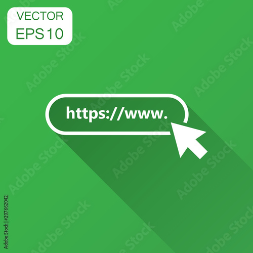 Address and navigation bar icon. Vector illustration with long shadow. Business concept search www https pictogram.
