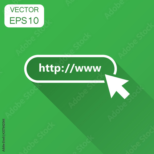 Address and navigation bar icon. Vector illustration with long shadow. Business concept search www http pictogram.