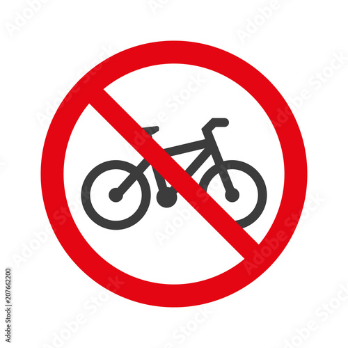 No bicycle sign on white background.