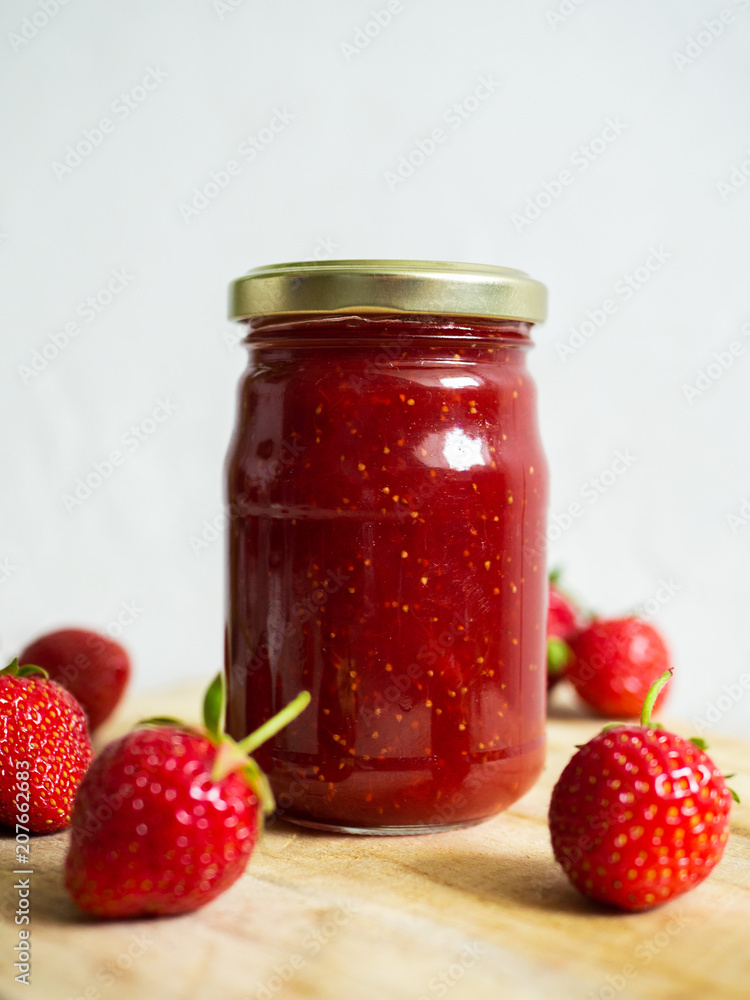 jar of home made strawberry jam jar of home made strawberry jam