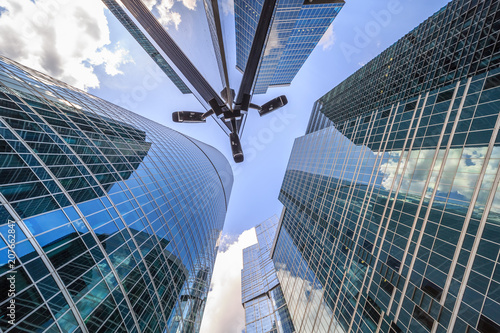 Security cameras installed on Skyscraper. photo