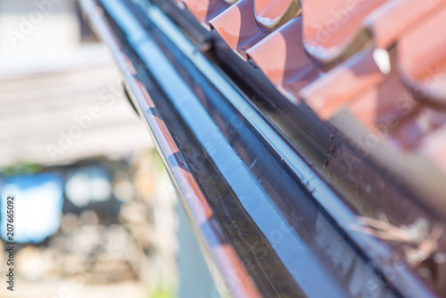 connector plastic drip gutters on the roof