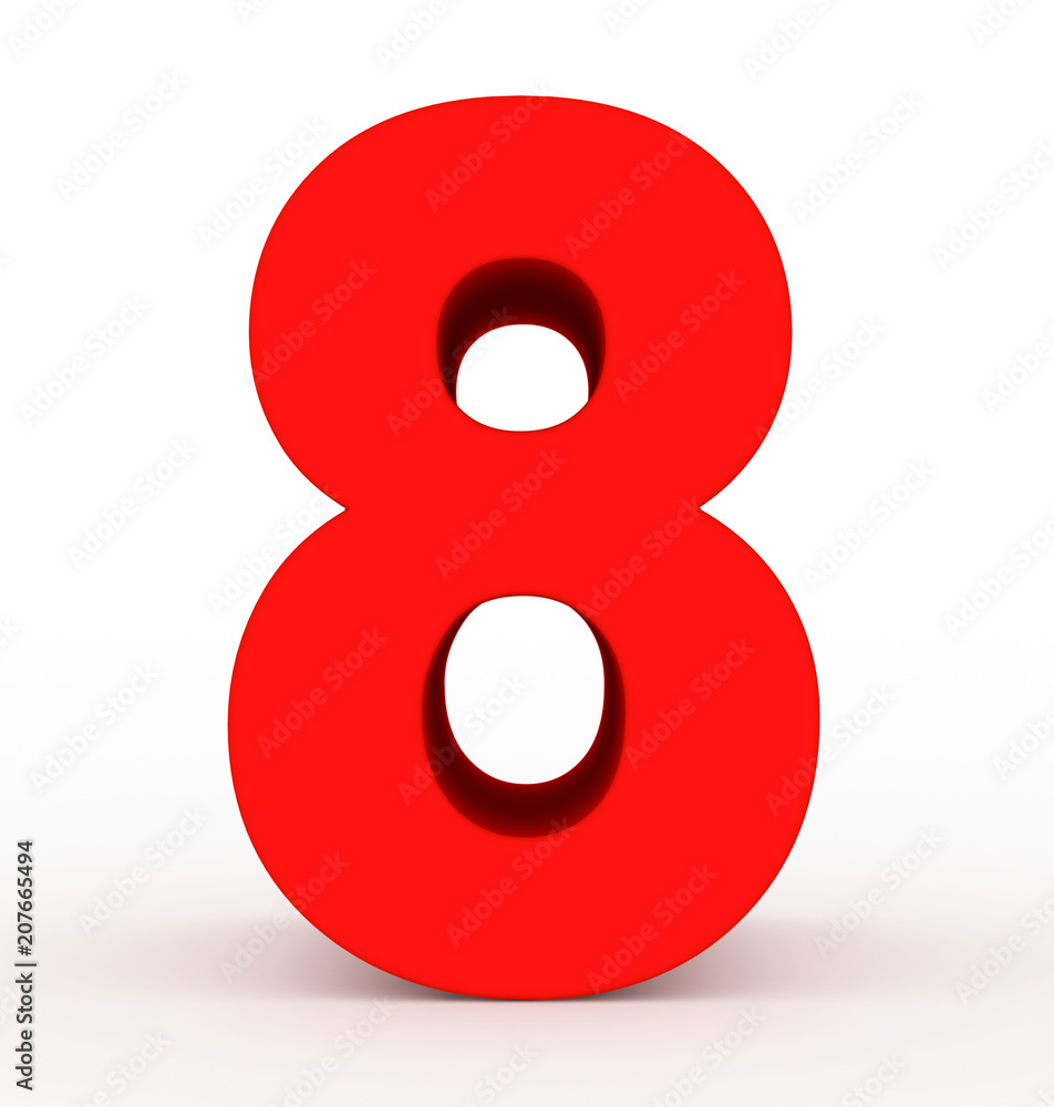 number 8 3d red isolated on white number 8 3d red isolated on white
