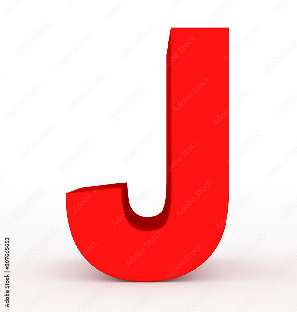 letter J 3d red isolated on white letter J 3d red isolated on white