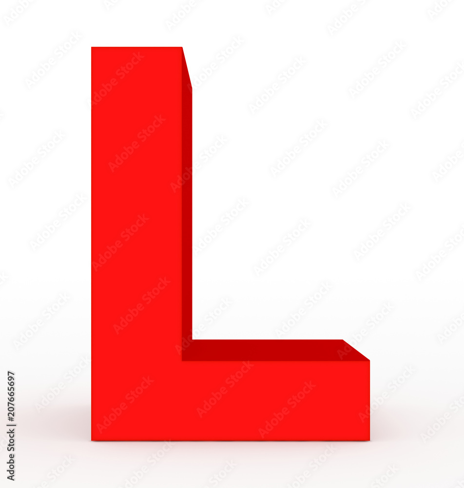 letter L 3d red isolated on white letter L 3d red isolated on white