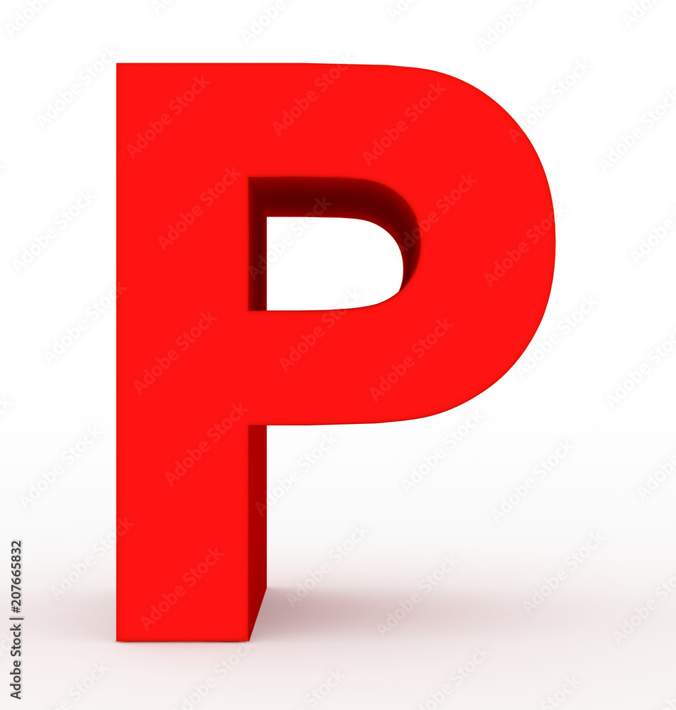 letter P 3d red isolated on white letter P 3d red isolated on white
