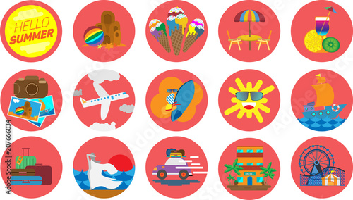 Set of summer theme icons