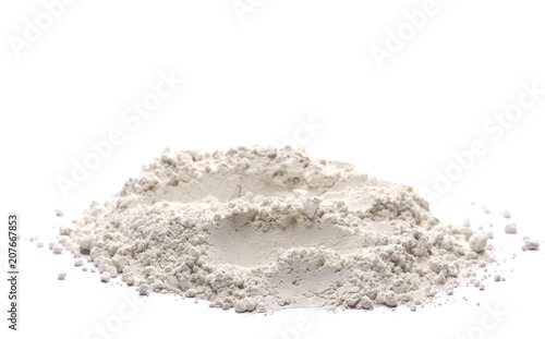 Pile of wheat flour isolated on white background, clipping path