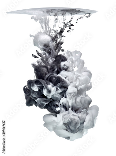paint in water color liquid white black