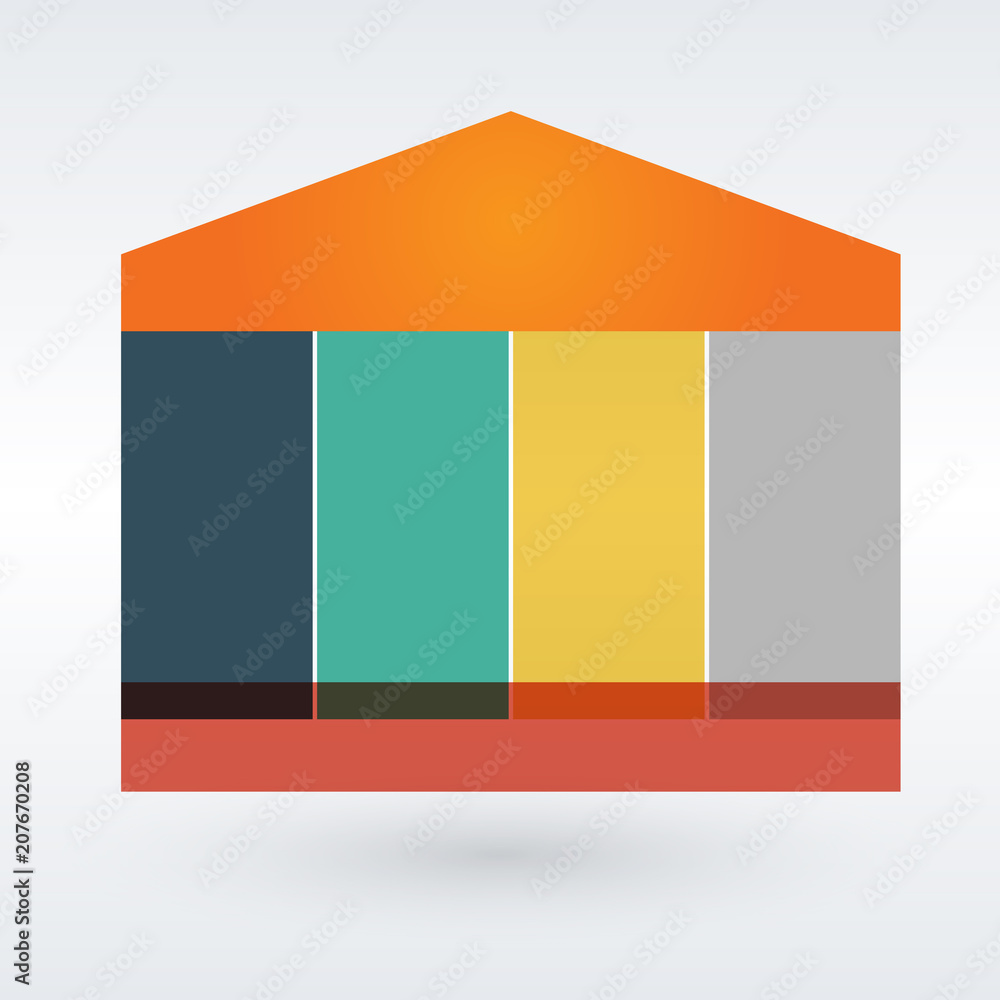 Infographic house out of six pieces on the grey background. Vector illustration. Infographic house out of six pieces on the grey background. Vector illustration.