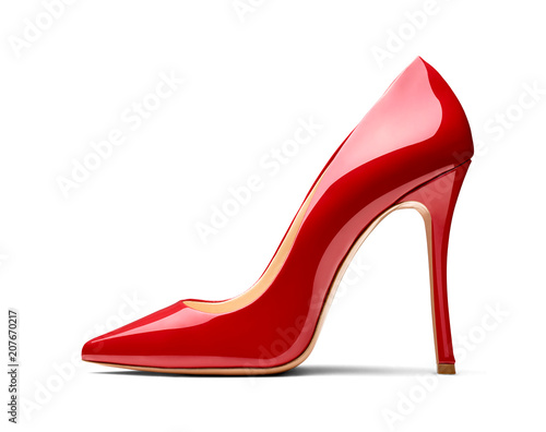 Fotografiet red high heel footwear fashion female style