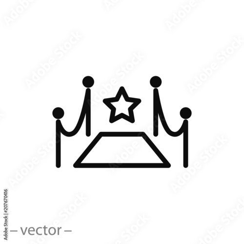 red carpet, linear sign, icon vector