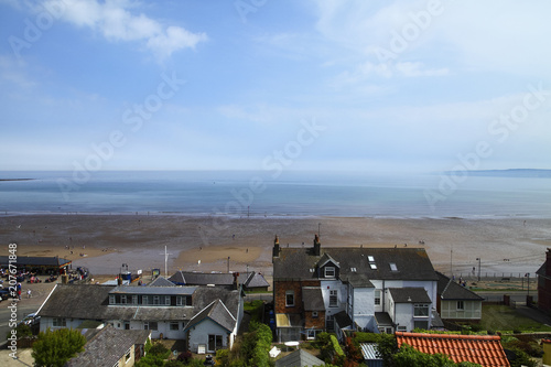 Filey North Yorkshire UK June 1st 2018 view across Filey bay - Editorial
