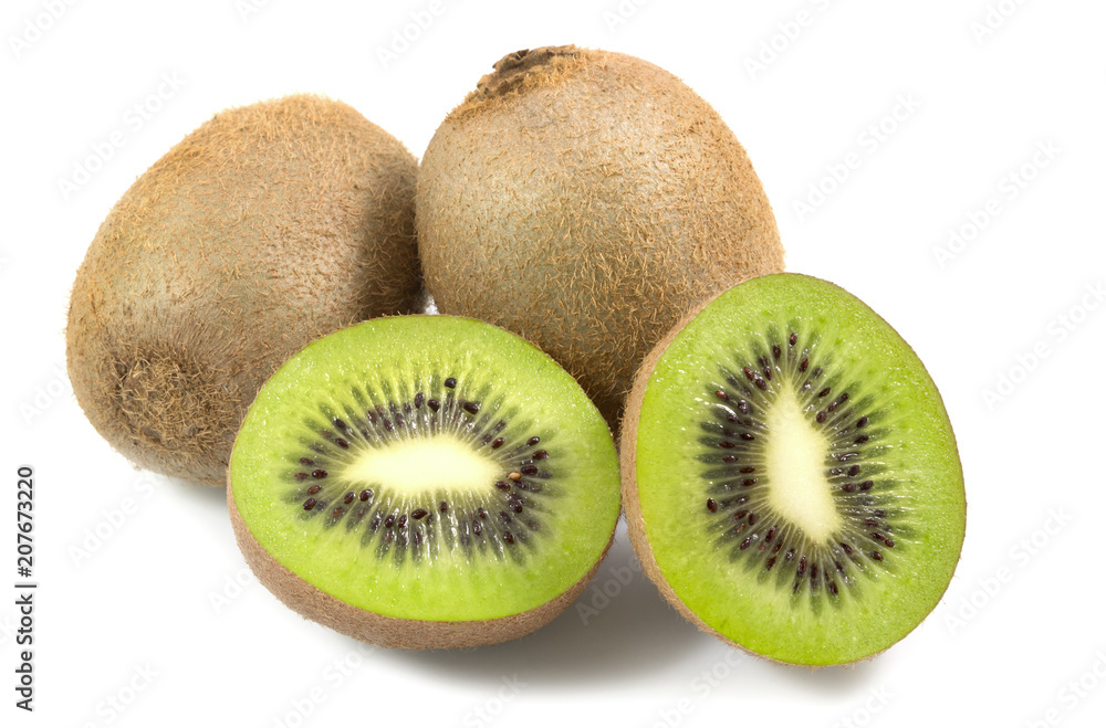Kiwifruit isolated and whole and sliced kiwi isolated on white background Kiwifruit isolated and whole and sliced kiwi isolated on white background