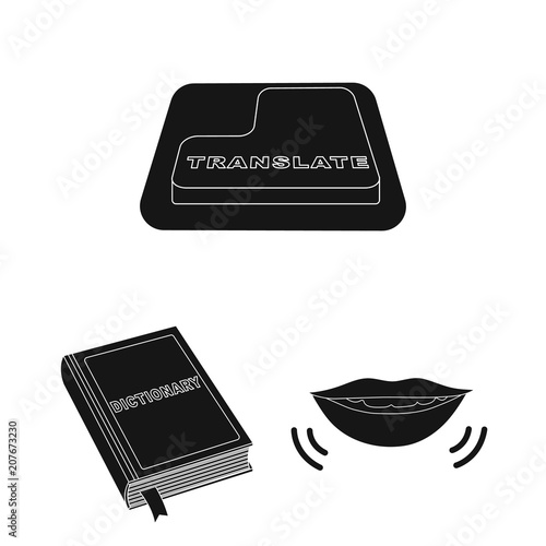 Translator and linguist black icons in set collection for design. Interpreter vector symbol stock web illustration.