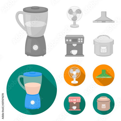 Blender, extractor and other equipment.Household set collection icons in monochrome,flat style vector symbol stock illustration web.