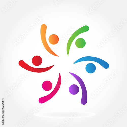 Logo teamwork unity people icon vector image
