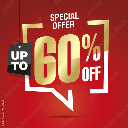 60 percent off sale isolated gold red sticker icon