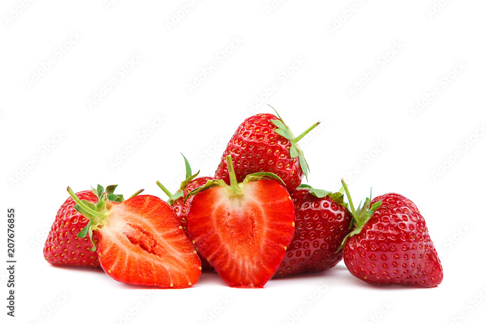 Fruits of strawberries isolated on white background Fruits of strawberries isolated on white background
