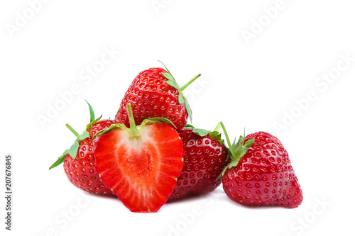 Fruits of strawberries isolated on white background