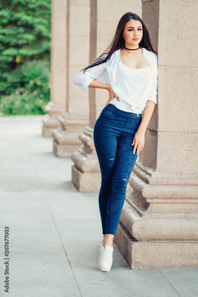 tall beautiful sexy girl , fashion beauty , girl with a sports figure, a  gorgeous young woman Stock Photo | Adobe Stock