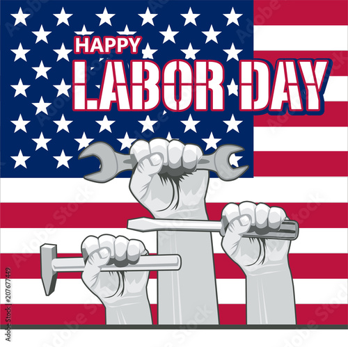 Vector Labor Day greeting or invitation card. National american holiday illustration with USA flag. photo