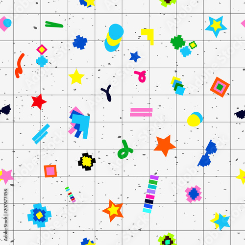 Geometric objects seamless pattern 80s design