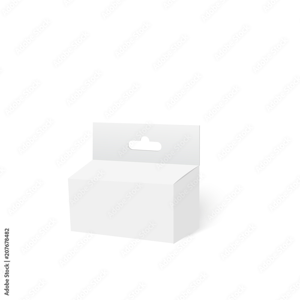 White Product Package Box With Hang Slot. Mock Up. Vector. White Product Package Box With Hang Slot. Mock Up. Vector.