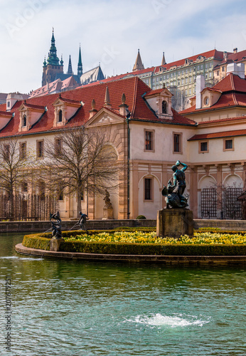 Canvas Print Hercules fountain in Wallenstein Garden in Prague, Czech Republic