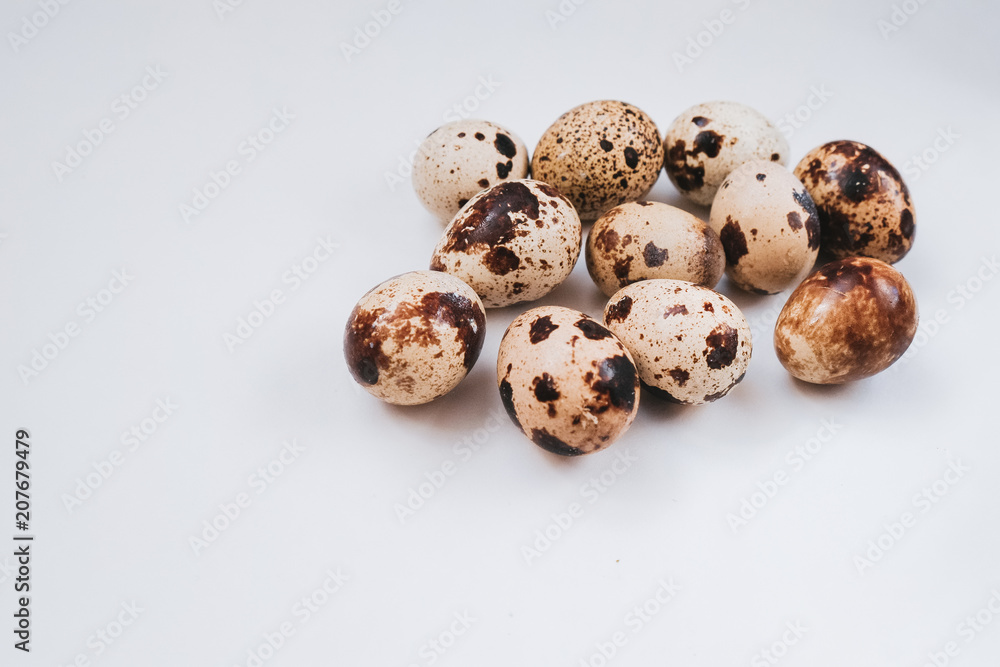 Fresh quail eggs on white background Fresh quail eggs on white background
