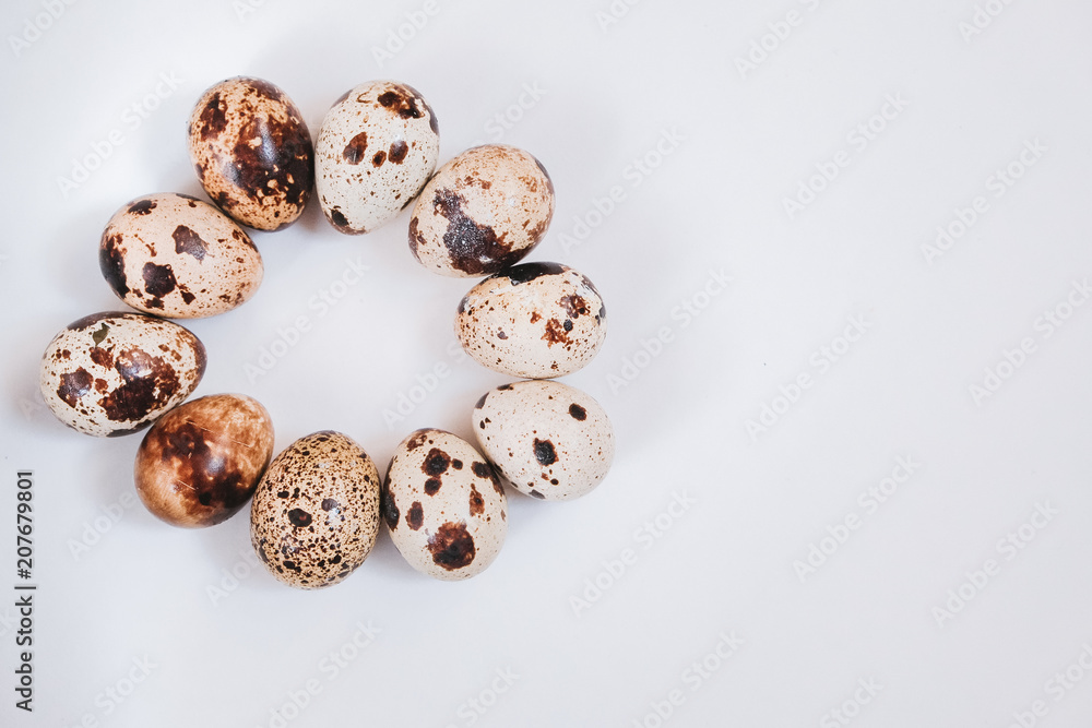 Fresh quail eggs on white background Fresh quail eggs on white background