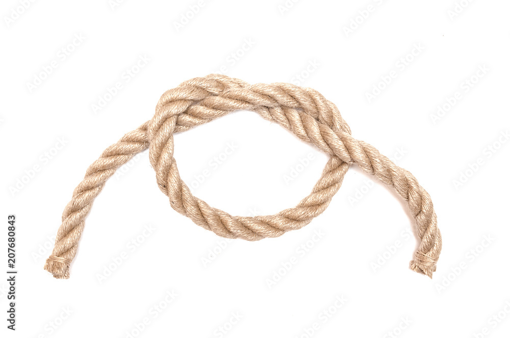 Rope knot isolated on the white background.