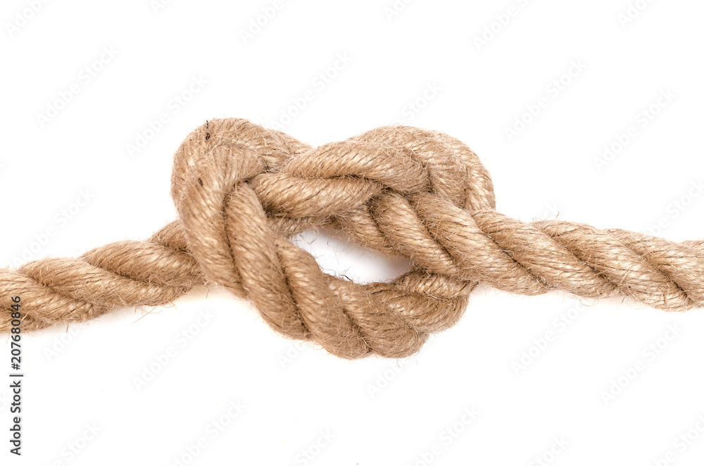 Rope knot isolated on the white background.