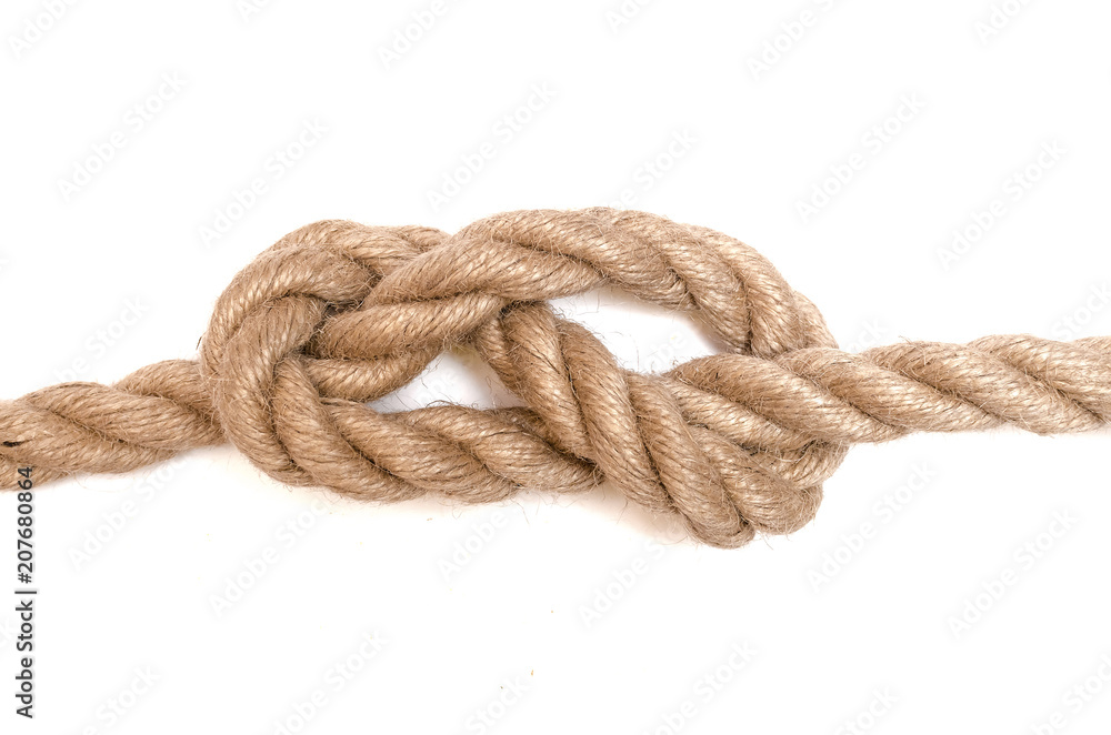 Rope knot isolated on the white background.