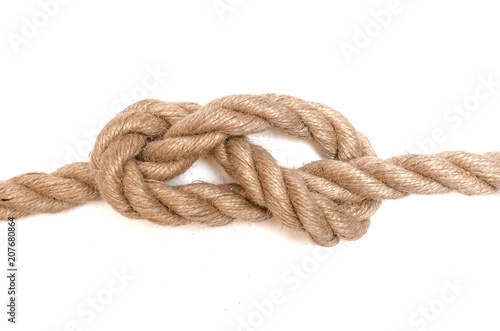 Rope knot isolated on the white background.