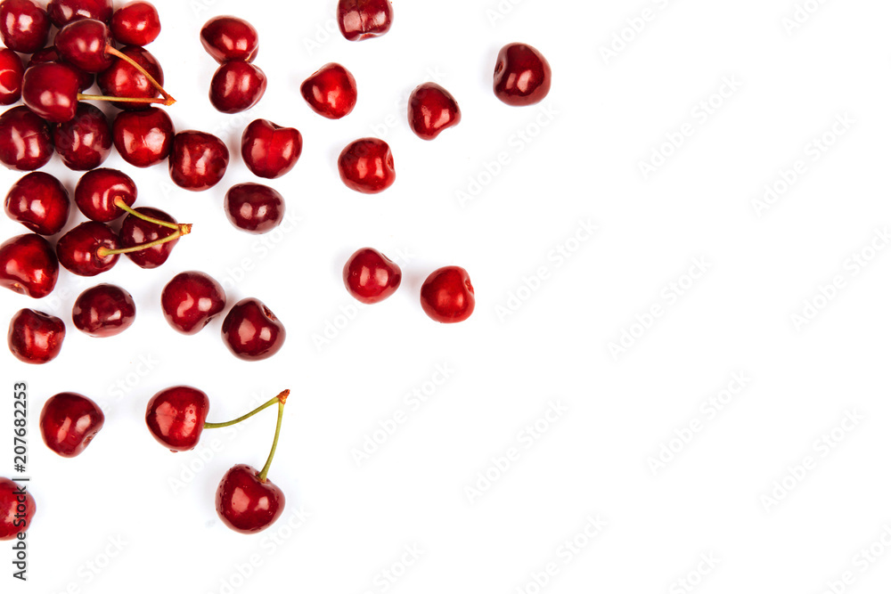 Sweet red cherries on white background Sweet red cherries on white background