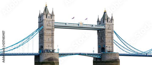 Tower Bridge in London isolated on white background photo