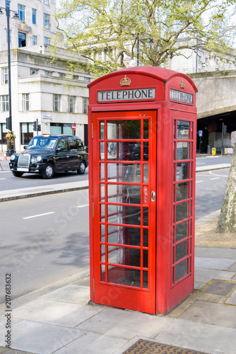Traditional british red telephone booth