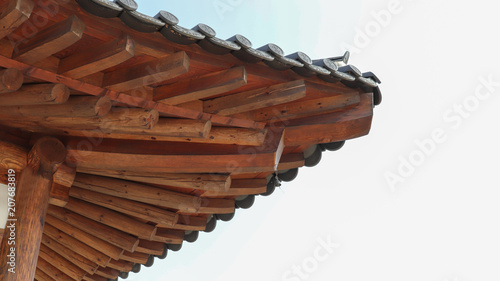 The inside eaves of Korean traditional houses.
