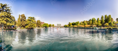Panoramic view over the lake of EUR in Rome, Italy