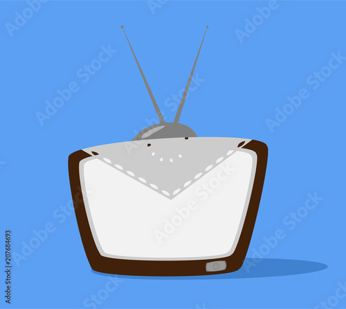 Vector drawing of retro TV with a cloth on it representing old mass media