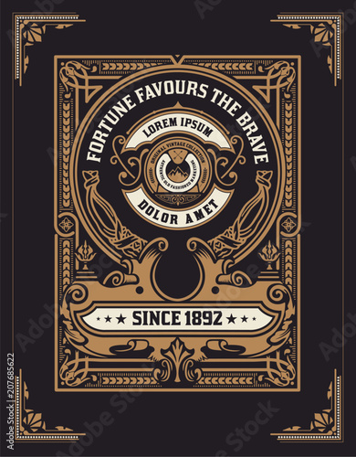 Baroque card with floral frame