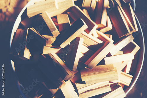 pine wood planks on wood ta...