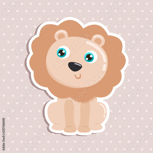 Cute lion vector illustration. Flat design.