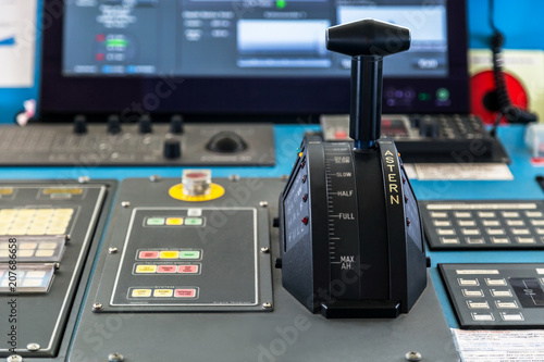 Control stick of a cargo ship in full ahead mode.